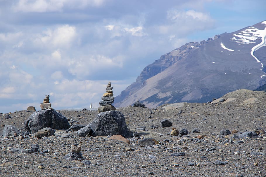 gray rock pile during daytime, sky, cloud - sky, mountain, solid HD wallpaper
