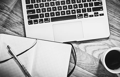 Macbook Pro Near White Ceramic Mug, black-and-white, browsing HD wallpaper