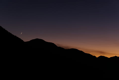 sunset, moon, moonset, sterzing, ritzail, italy, dolomites HD wallpaper