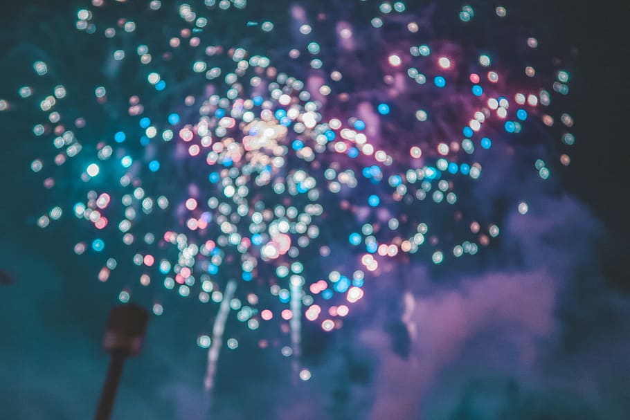 assorted-color firework display, defocused, illuminated, no people HD wallpaper