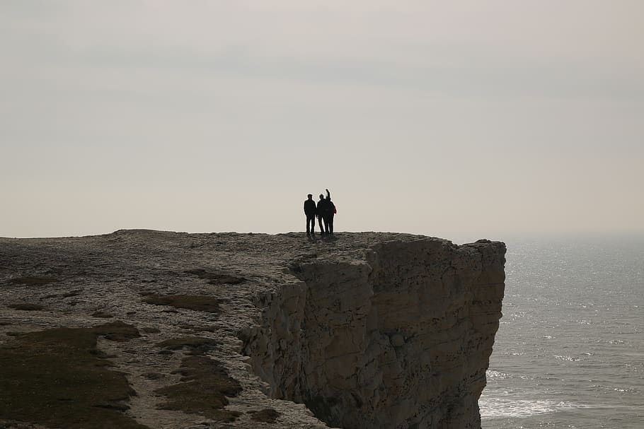 united kingdom, seaford, cliff, selfie, top, people, two people, HD wallpaper