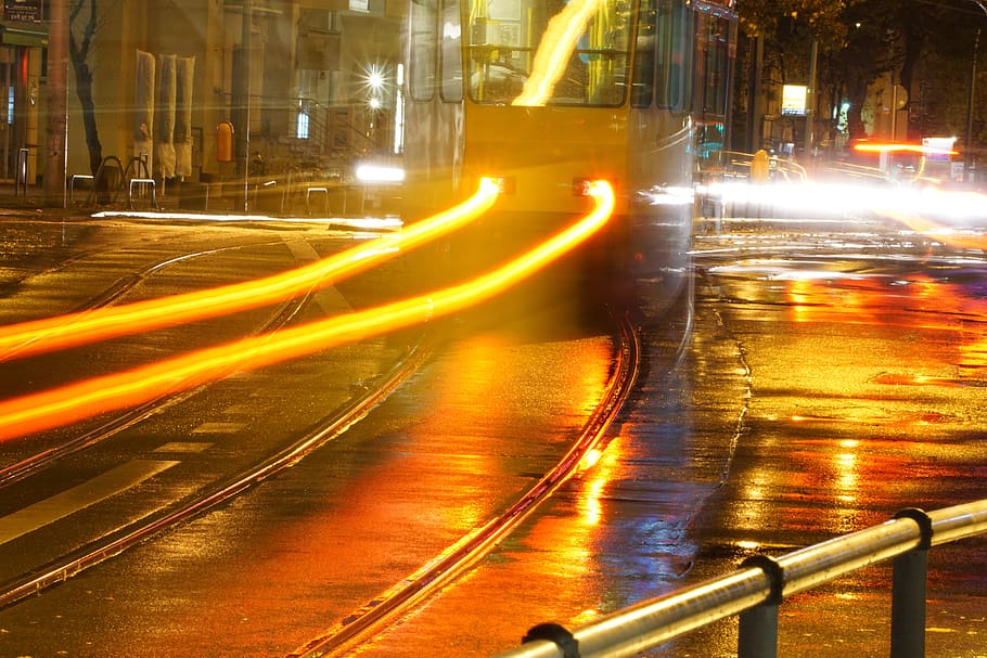berlin, germany, karlshorst, train, long exposure, night, nightlife HD wallpaper
