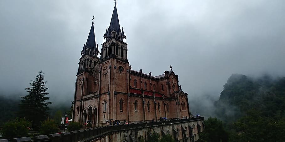santuario de covadonga, church, northern spain, architecture, HD wallpaper