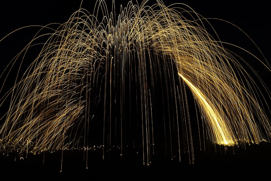 fire, ring, night, illuminated, motion, long exposure, glowing HD wallpaper