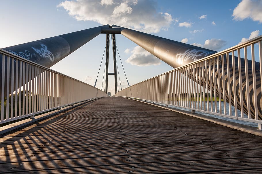 bridge, germany, graphics, strips, shadow, structure, dusseldorf HD wallpaper