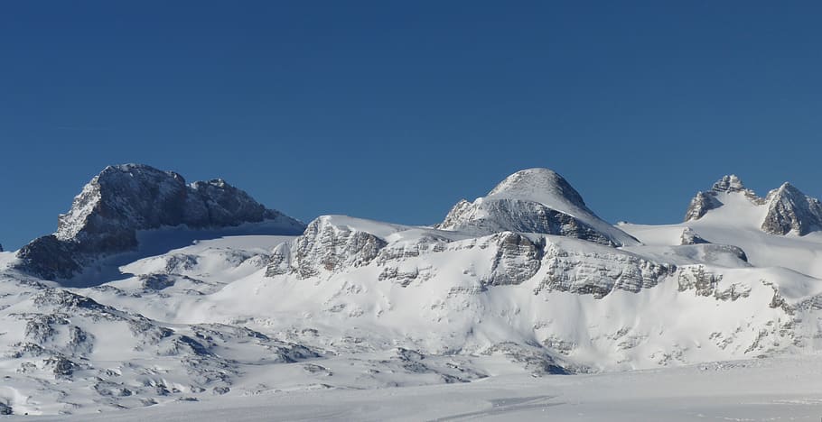 dachstein, winter, panorama, koppenkarstein, landscape, mountains HD wallpaper