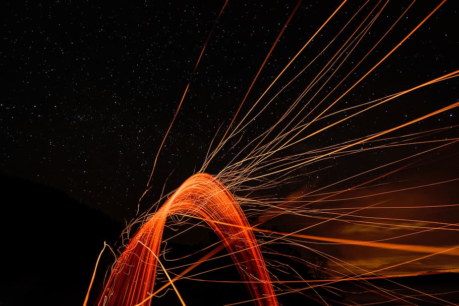 lights, painting, fireworks, sparklers, long, exposure, red HD wallpaper
