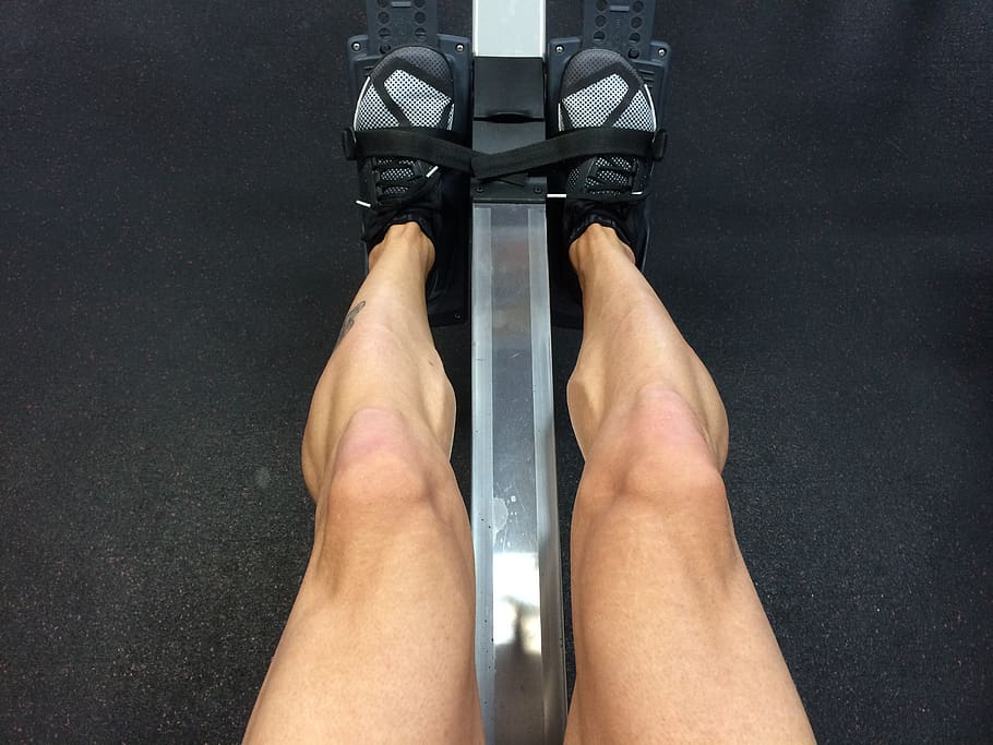 person sitting on rowing machine, gym, exercise, crosstraining HD wallpaper