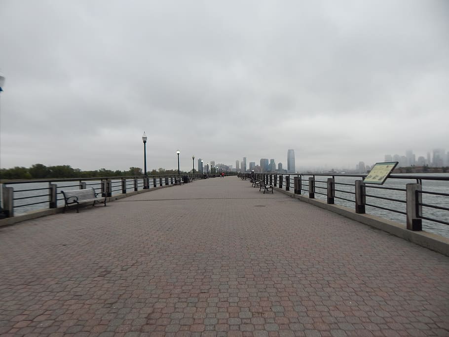 jersey city, liberty state park, new york, bridge, ocean, nyc, HD wallpaper