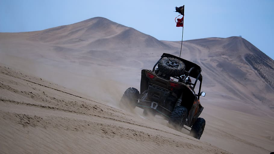 black and red UTV on dessert, vehicle, transportation, offroad HD wallpaper