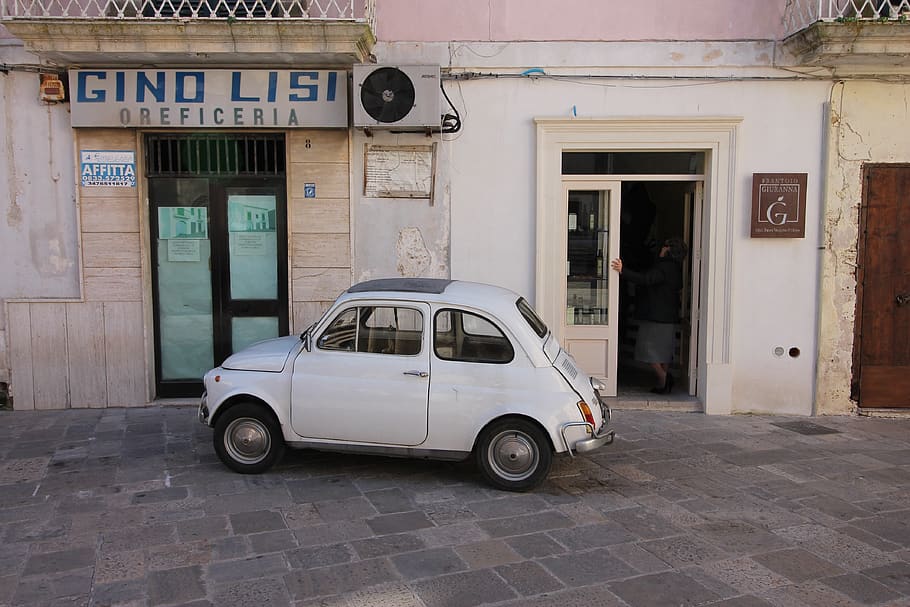 fiat500, oldtimer, auto, vehicle, nostalgia, italy, puglia, HD wallpaper