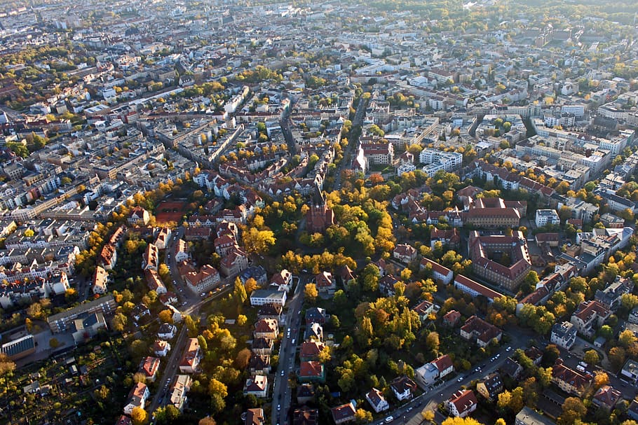 city, top, high, perspective, roundabout, building, bird's eye HD wallpaper