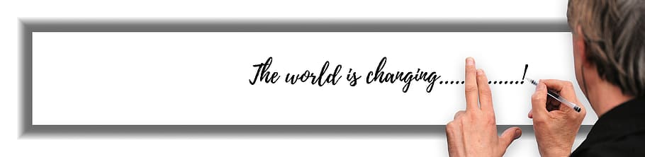 banner, header, man, write, change, world, conversion, human hand HD wallpaper