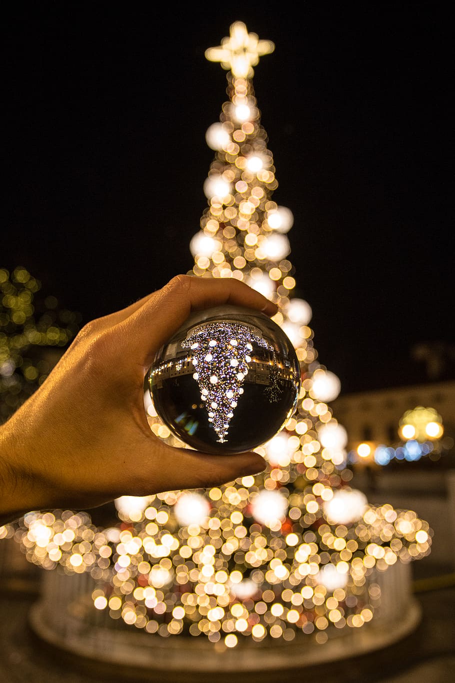 silver Christmas bauble, human body part, wealth, human hand HD wallpaper