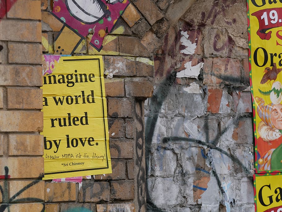 sticker, grafiti, street art, berlin, love, text, communication
