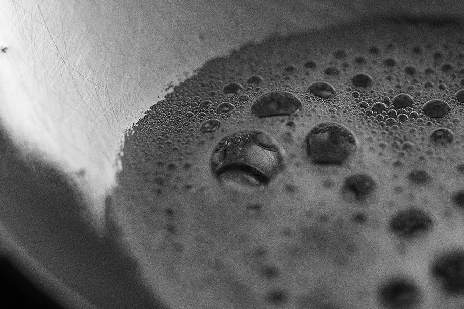 macro, bubble, black and white, close-up, no people, selective focus HD wallpaper