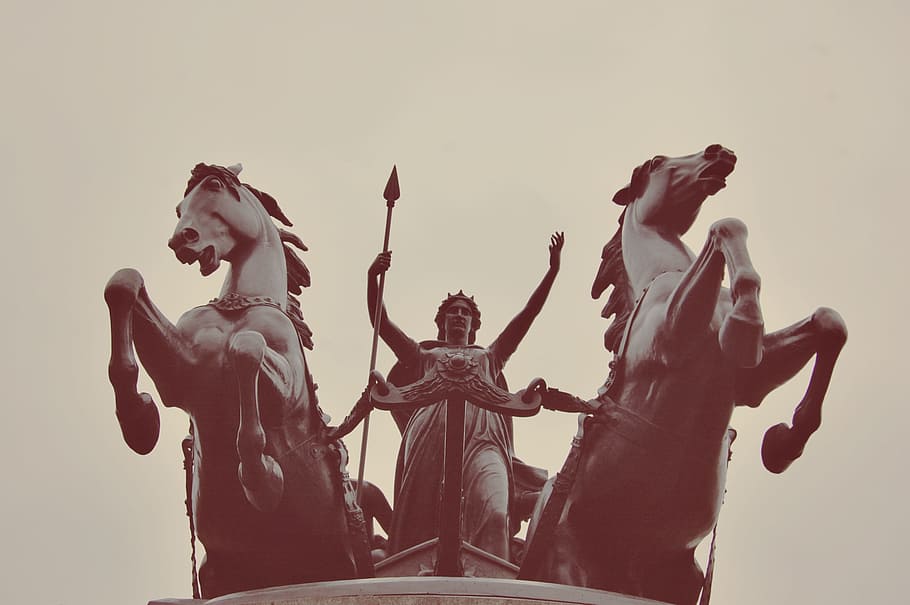monument, statue, red, color, performance art, sculpture, illustration HD wallpaper