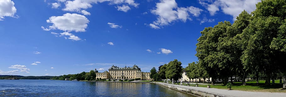 castle, drottningholm, sky, clouds, summer residence, palace, HD wallpaper