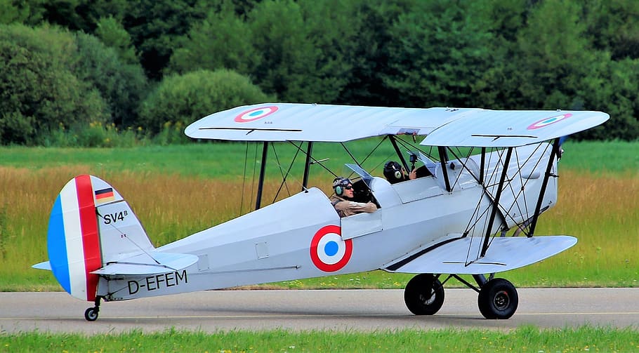 aircraft, double decker, flying, propeller plane, old, pilot, HD wallpaper