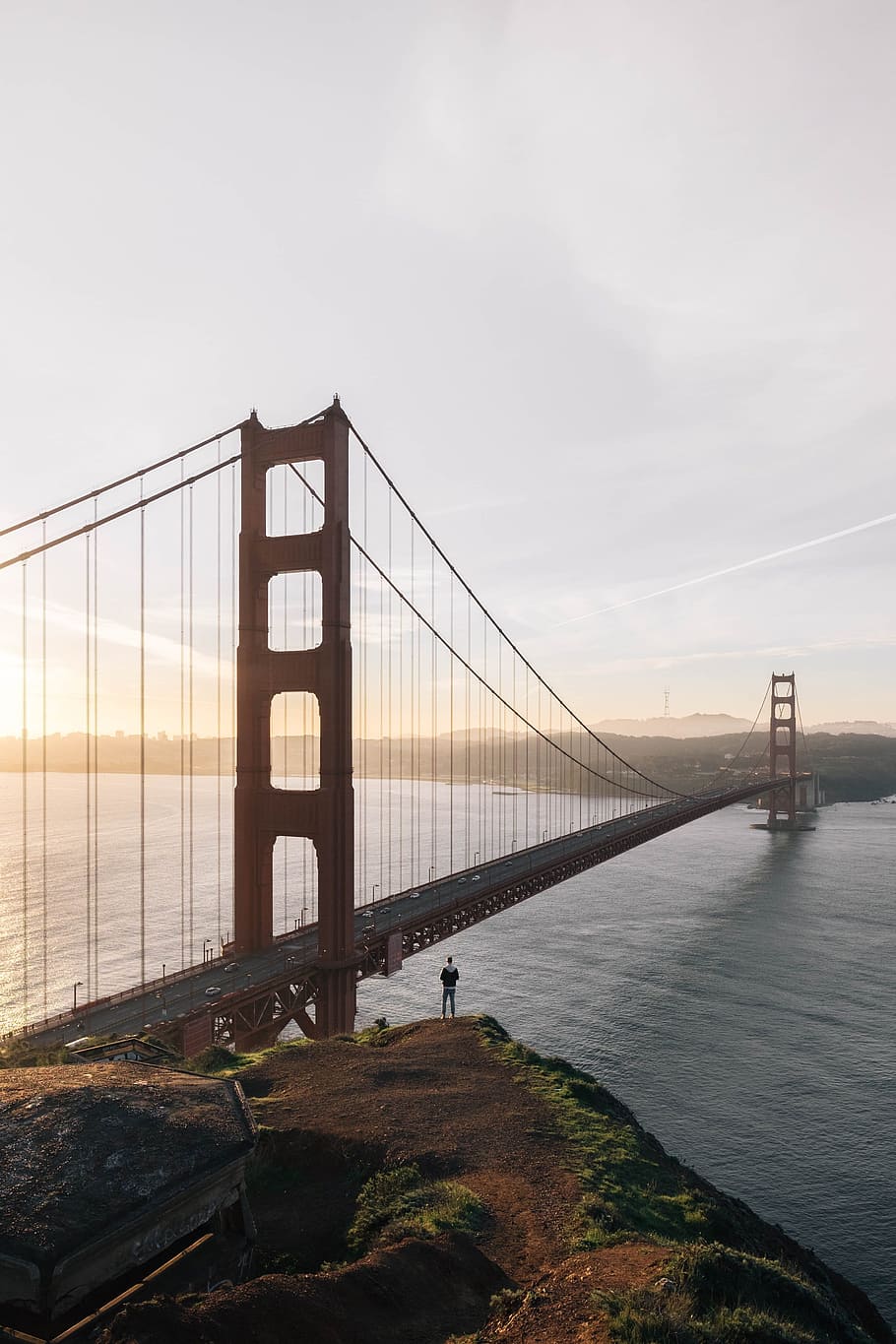 Hiking By Golden Gate Bridge Photo, City, Sky, Backgrounds, USA, HD wallpaper