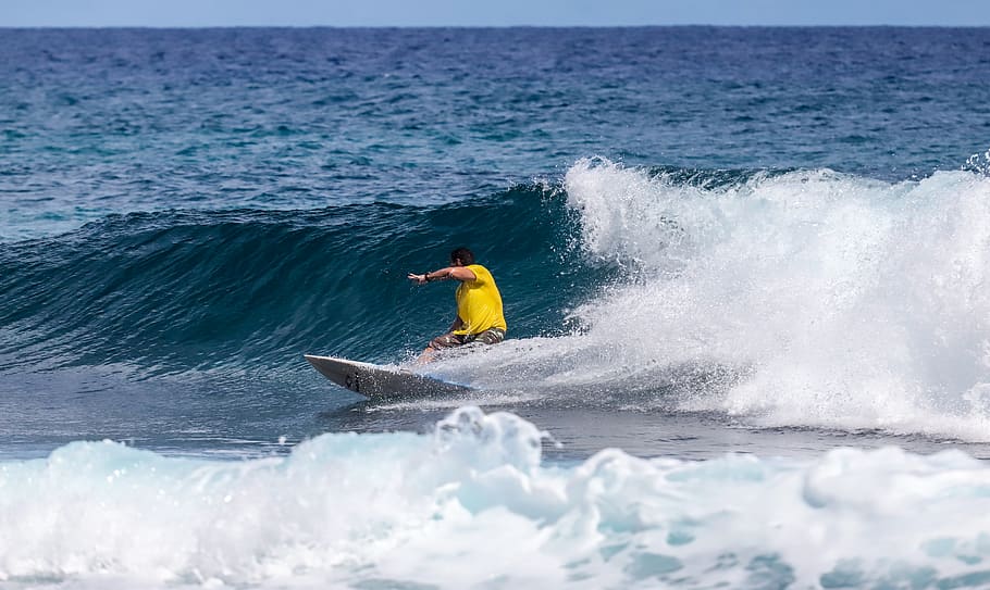 Photo of Man Surfing on Wave, action, beach, exhilaration, fun HD wallpaper