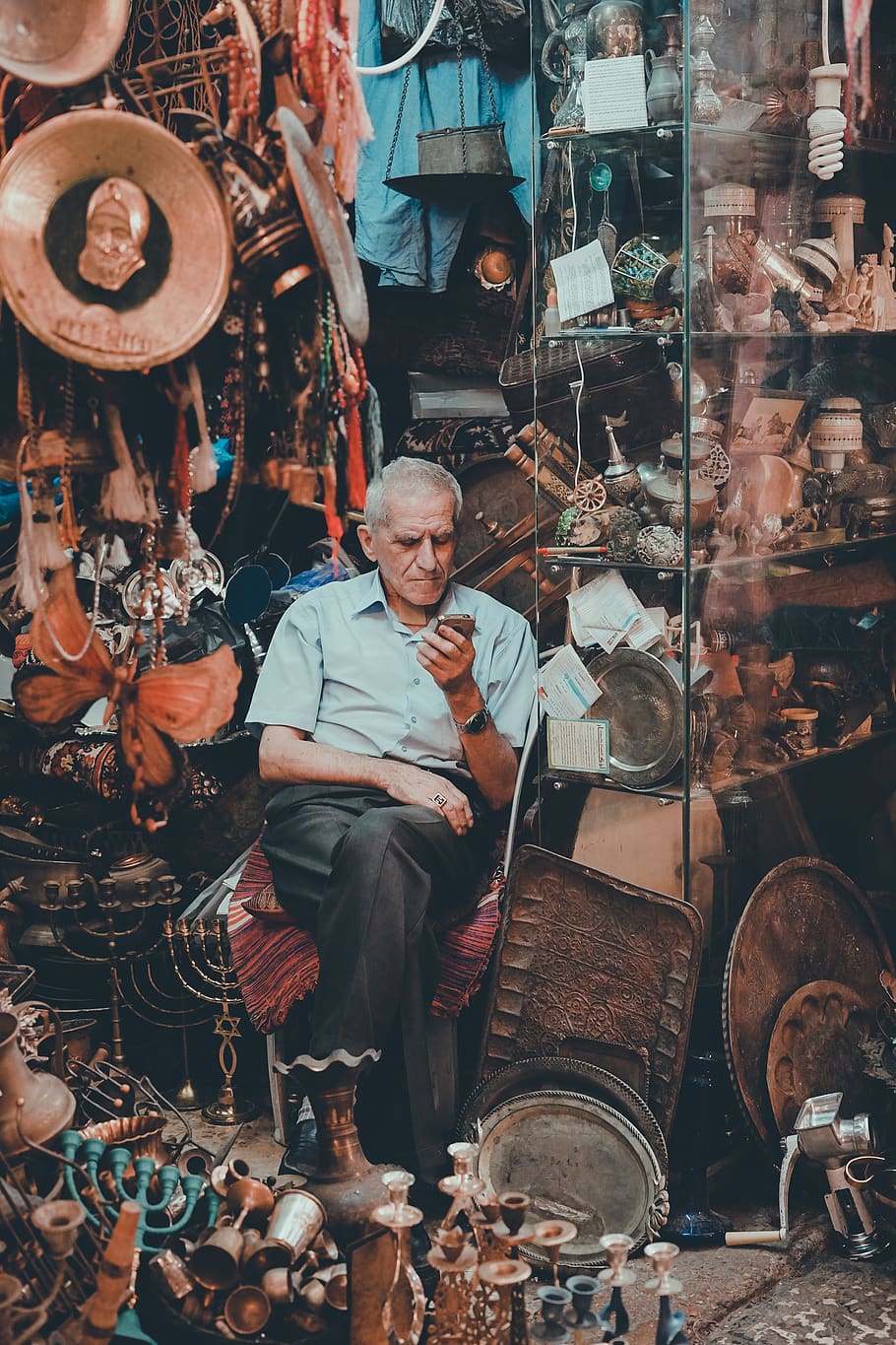 man sitting on chair, person, human, clothing, apparel, shop, HD wallpaper