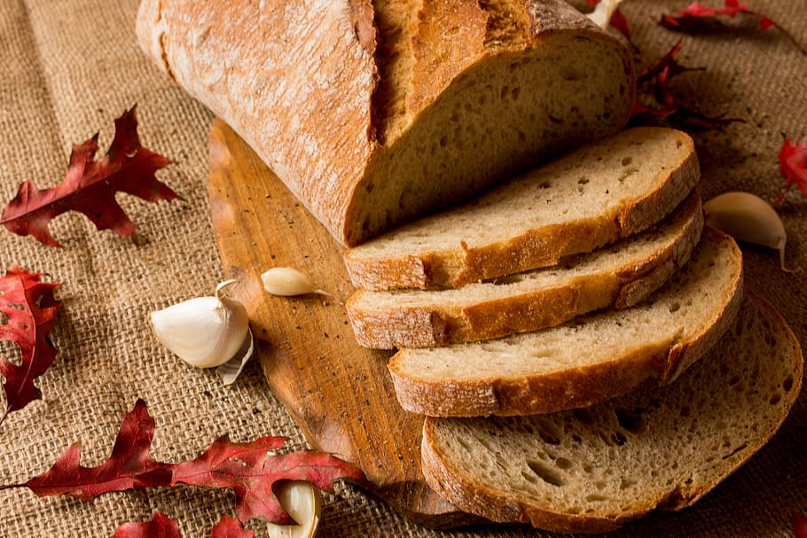 eating, loaf, breakfast, wheat, baked, cut, bakery, healthy, HD wallpaper