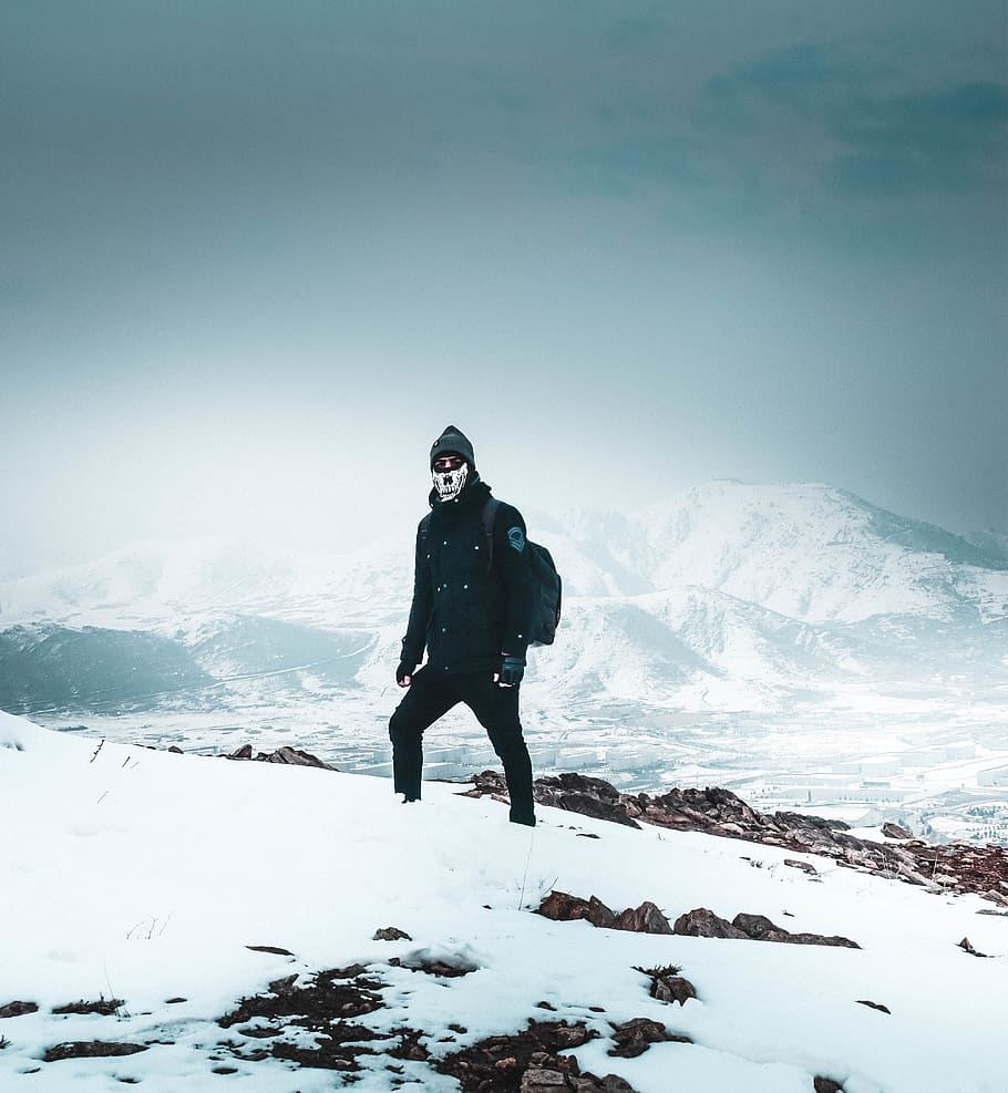 Person Standing on Snowy Area, adventure, backpack, breathtaking HD wallpaper