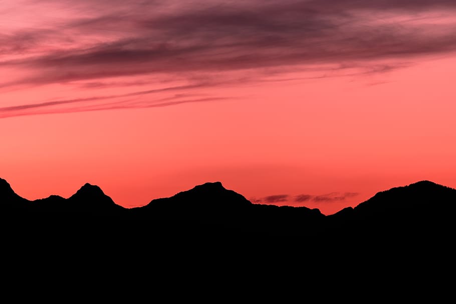 canada, vancouver, sky, mountains, views, nature, pink, red HD wallpaper