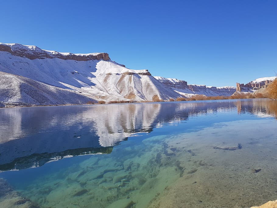 clear water, mountain, snow, scenics - nature, beauty in nature HD wallpaper