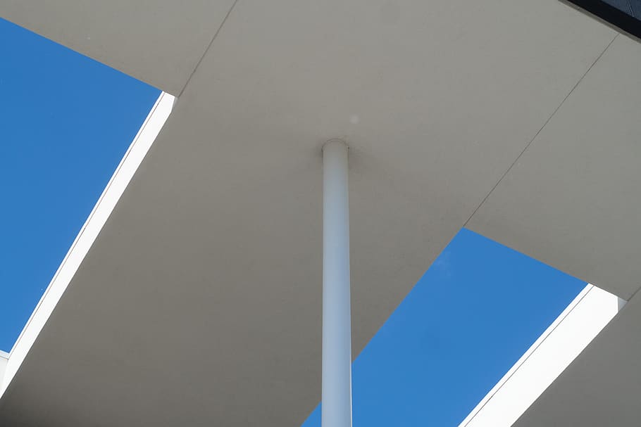 pattern, blue, architecture, column, no people, clear sky, built structure HD wallpaper