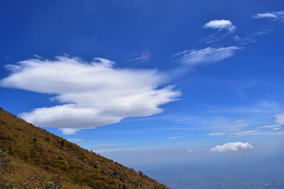 cloud, hill, landscape, nature, sky, blue, hiking, mountain HD wallpaper
