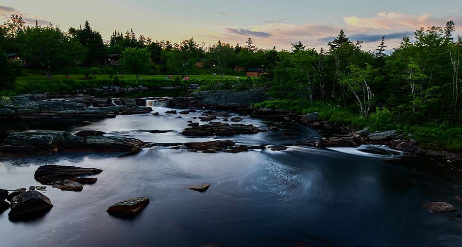 river, twilight, landscape, water, nature, nova scotia, canada HD wallpaper