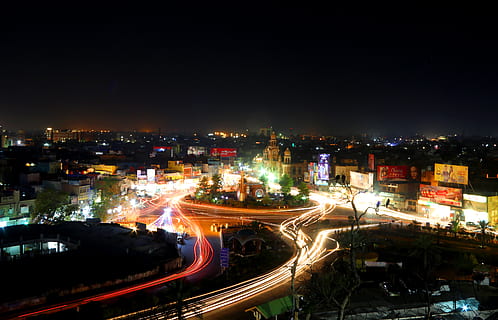 pakistan, multan, illuminated, night, city, long exposure, architecture HD wallpaper