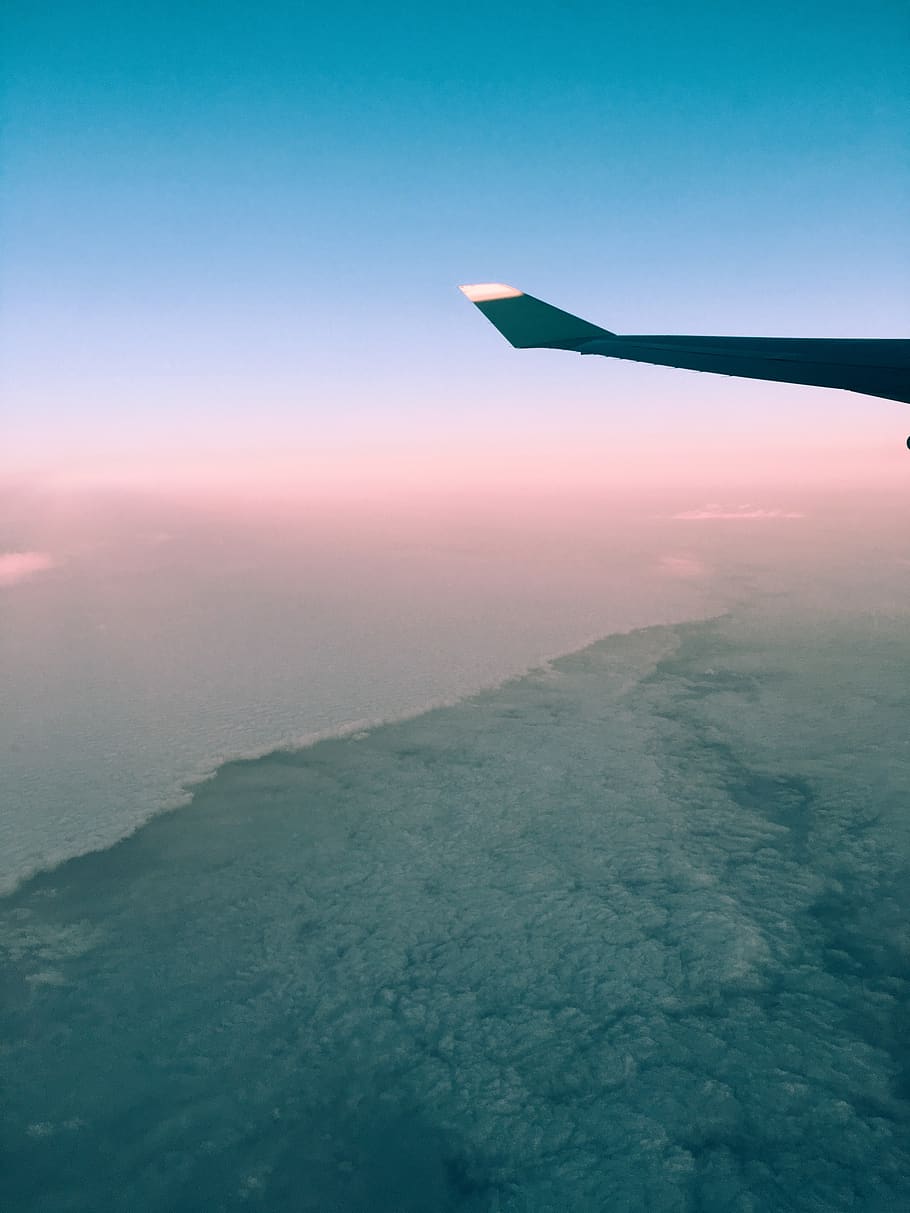 sunrise, sunset, plane, clouds, atmosphere, aeroplane, minimal HD wallpaper