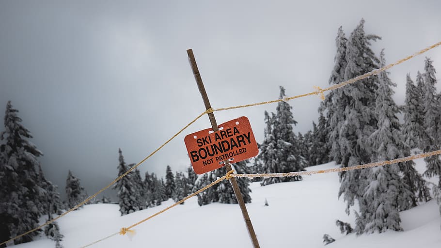 Ski Area Boundary sign, winter, snow, cold temperature, communication HD wallpaper