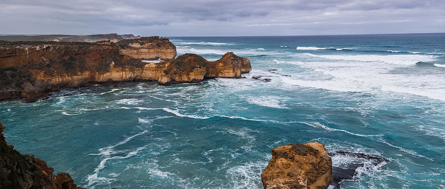 ocean, storm, cold, beach, coast, sea, rock - object, water HD wallpaper