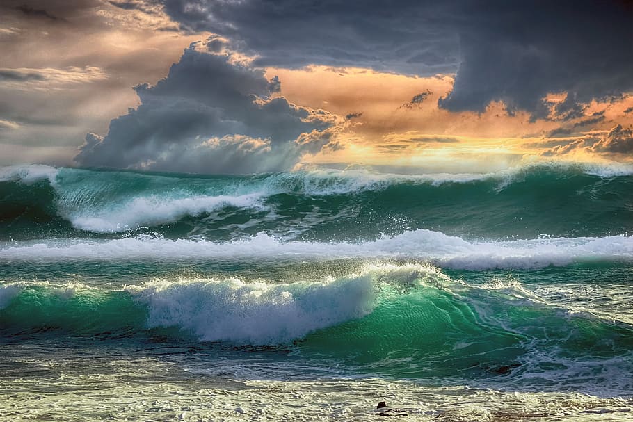 sea, waves, sky, clouds, ocean, costa, landscape, beauty in nature HD wallpaper
