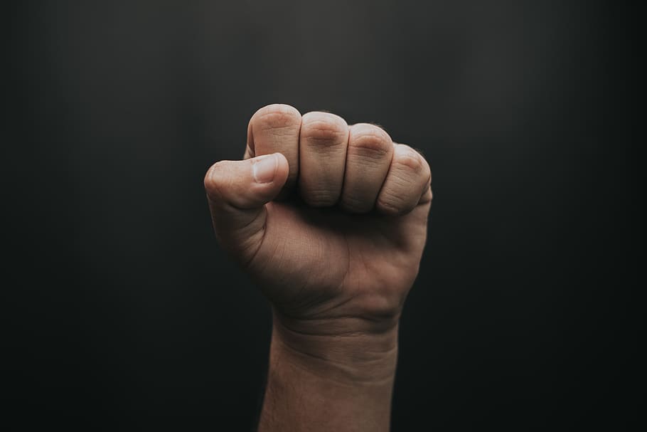 Left Human Hand, fist, skin, human body part, black background HD wallpaper