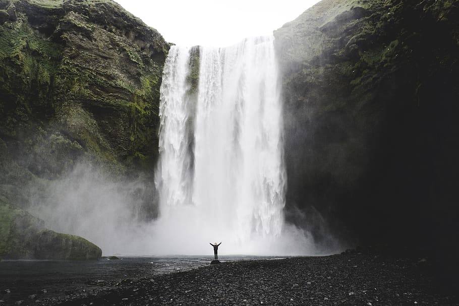 cascade, waterfall, iceland, landscape, mist, nature, outdoors HD wallpaper