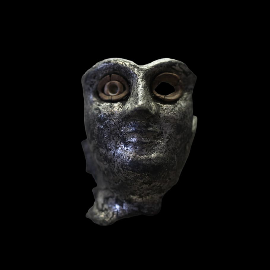 mask, horror, scary, studio shot, black background, close-up HD wallpaper
