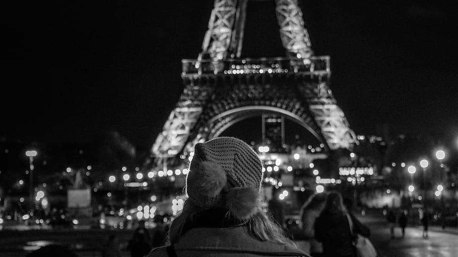 HD wallpaper: france, paris, dream, city, people, eiffel tower, night, black  and white | Wallpaper Flare
