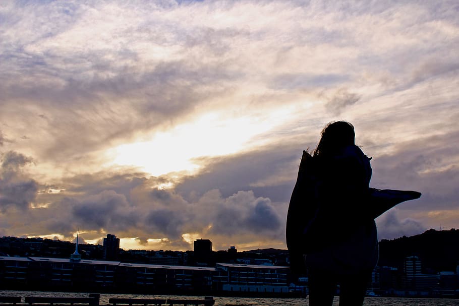 sunset, wellington, cloud - sky, architecture, silhouette, building exterior HD wallpaper