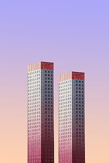 high rise buildings, minimal, skyscraper, pastel, architecture HD wallpaper
