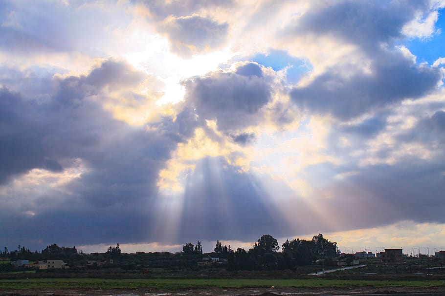 sunrise, clouds, thunder, nature, winter, afterlife, sunrise after sunset HD wallpaper
