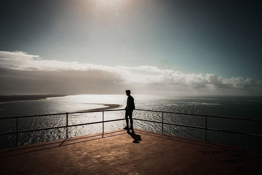 water, sky, sea, one person, full length, scenics - nature HD wallpaper