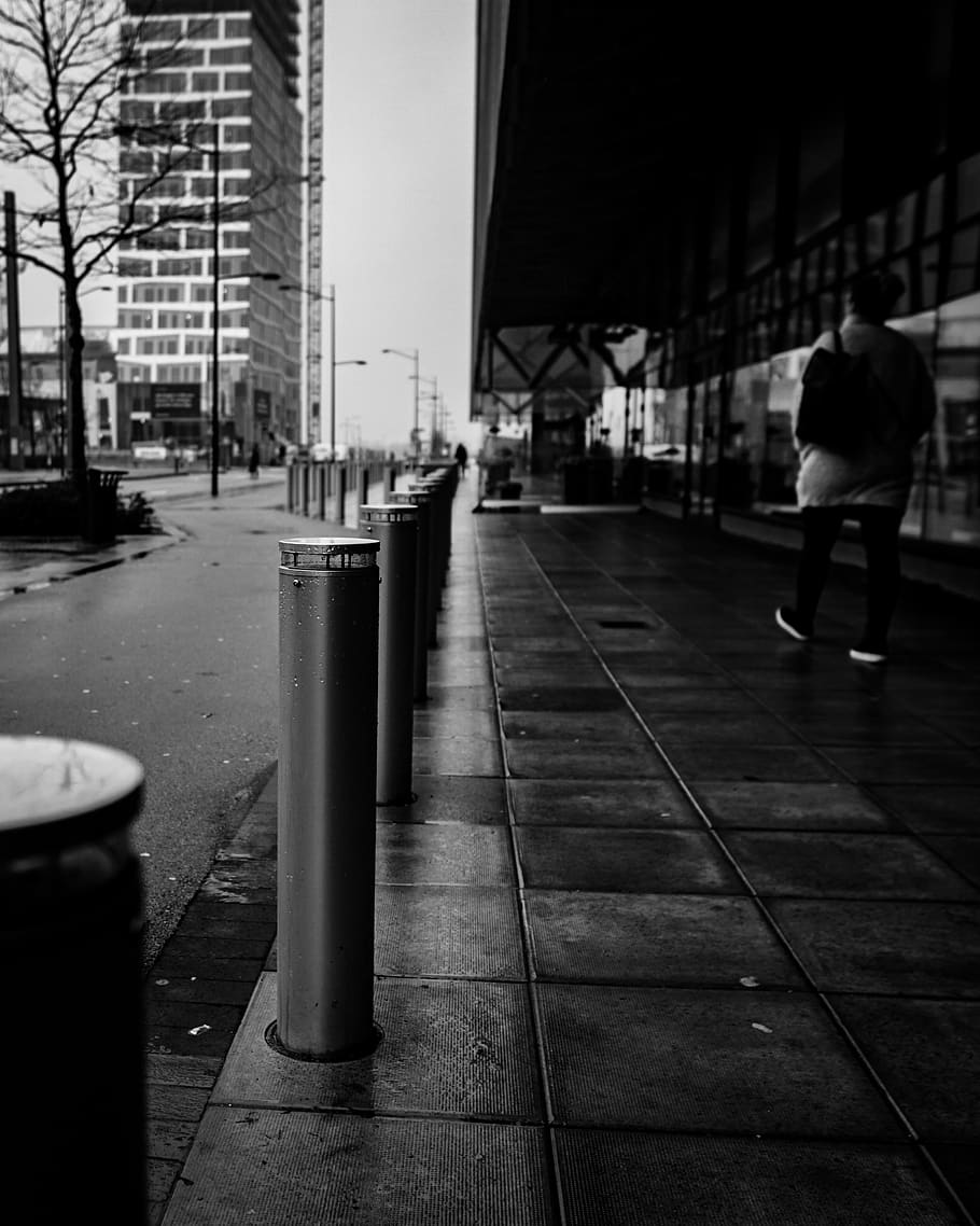 gray metal column, path, person, human, clothing, apparel, footwear HD wallpaper
