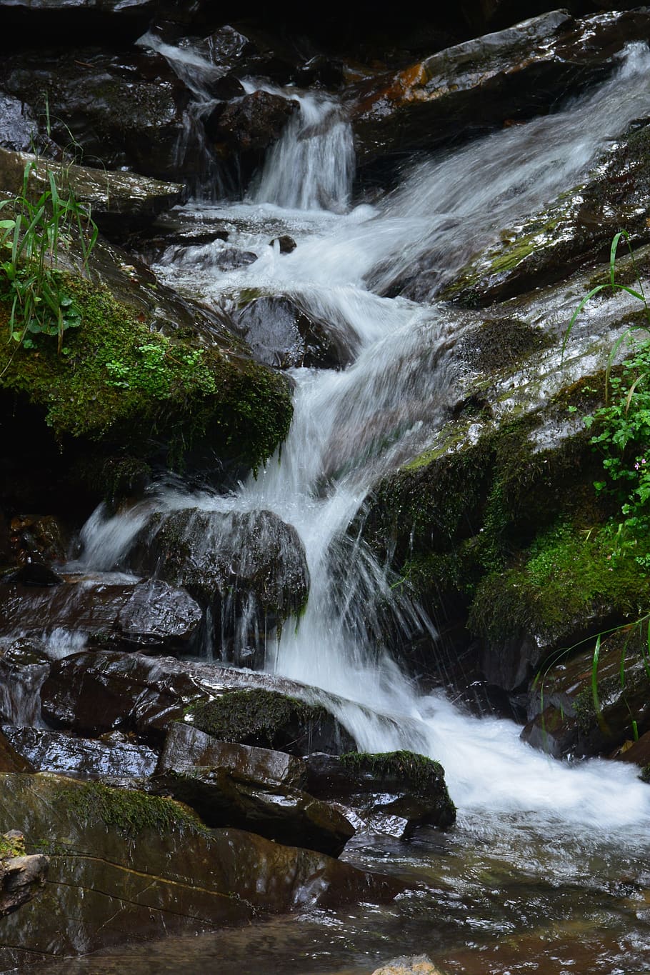 creek, waterfall, falls, rocks, nature, cascade, wet, wild HD wallpaper