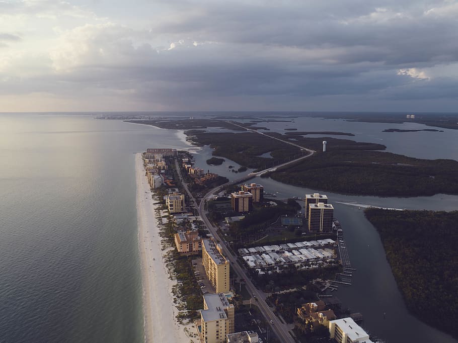 beach, islands, ocean, road, drone, ariel, water, cloud - sky HD wallpaper