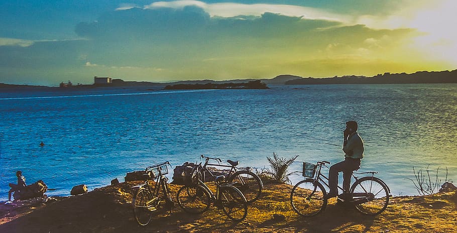 sri lanka, trincomalee, sky, people, evenings, sea, life, cycle, HD wallpaper